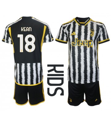 Juventus Moise Kean #18 Primera Equipación Niños 2023-24 Manga Corta (+ Pantalones cortos)